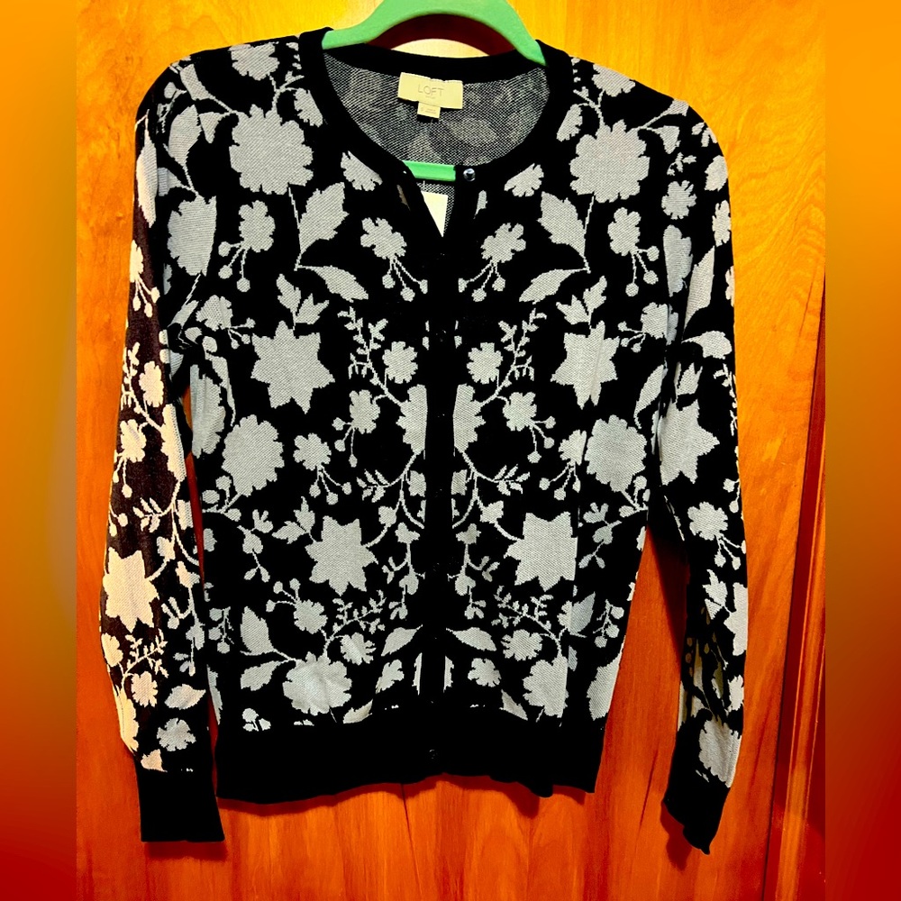 Loft Navy Floral Cardigan